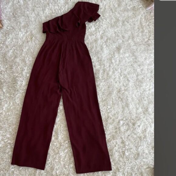 BB Dakota women one shoulder jumpsuit bordeaux New without tag Nordstrom - Picture 3 of 11